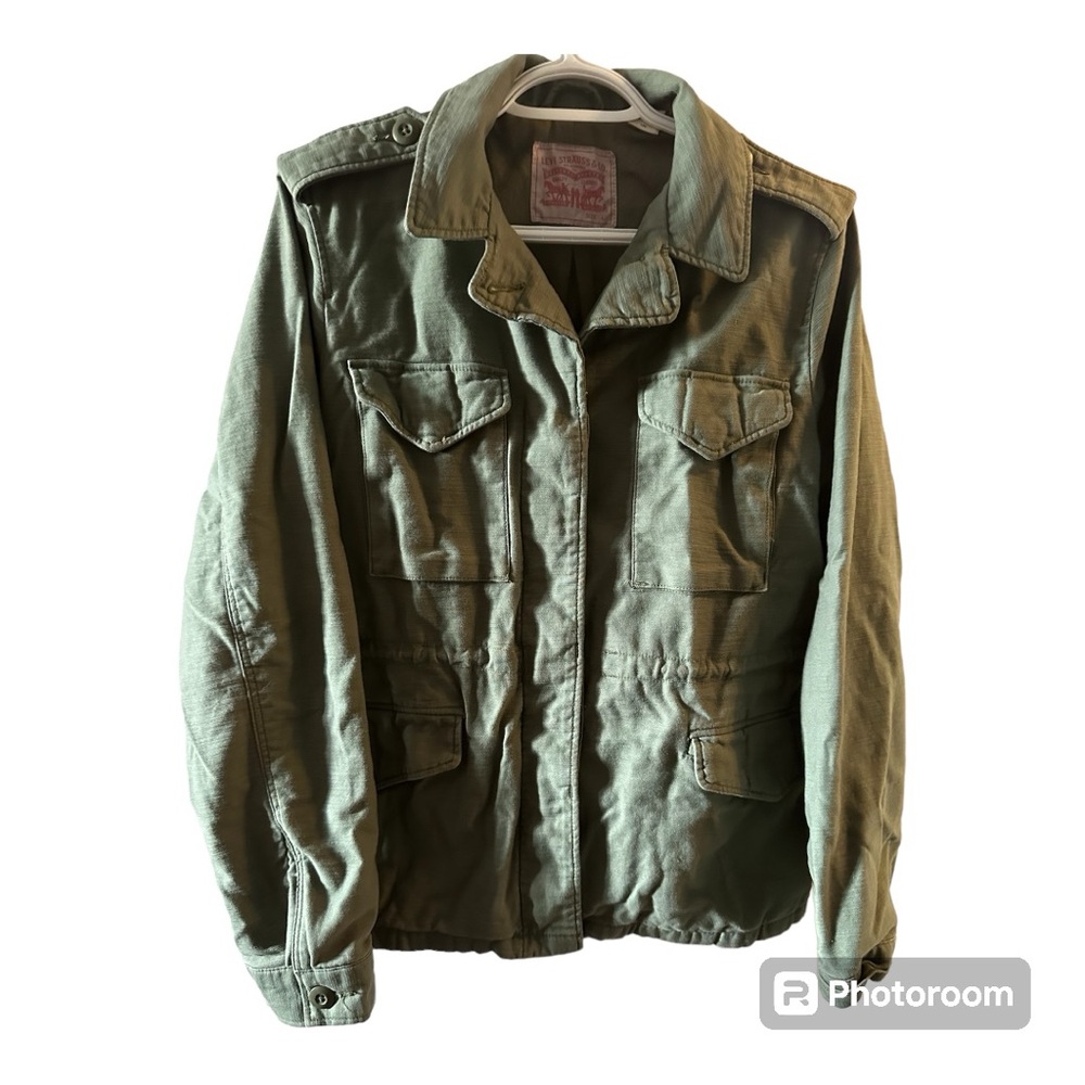 Levi’s utility field cargo military army green cotton jacket large - Picture 4 of 16